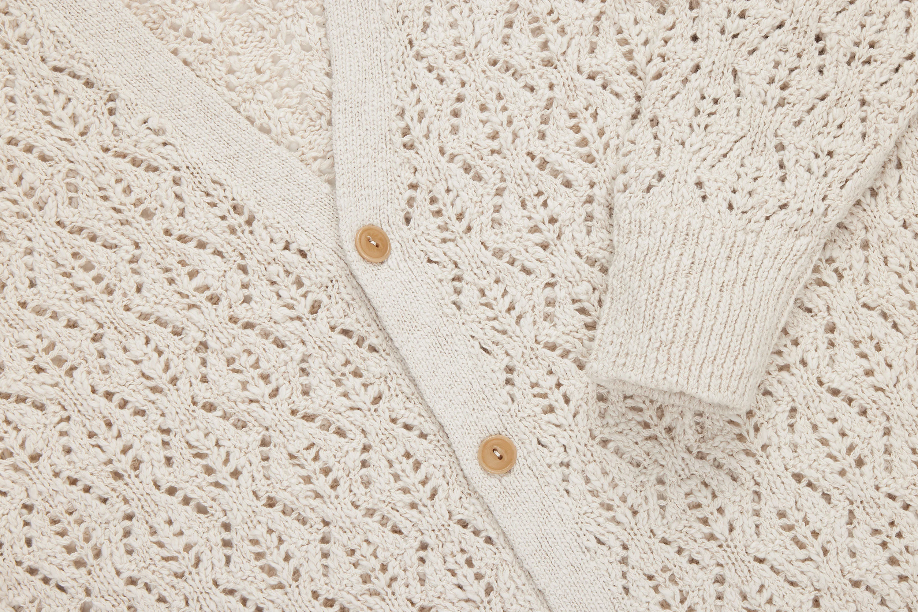 Classic Cardigan ~ Ecru Flamme Lace Knit - Image 4