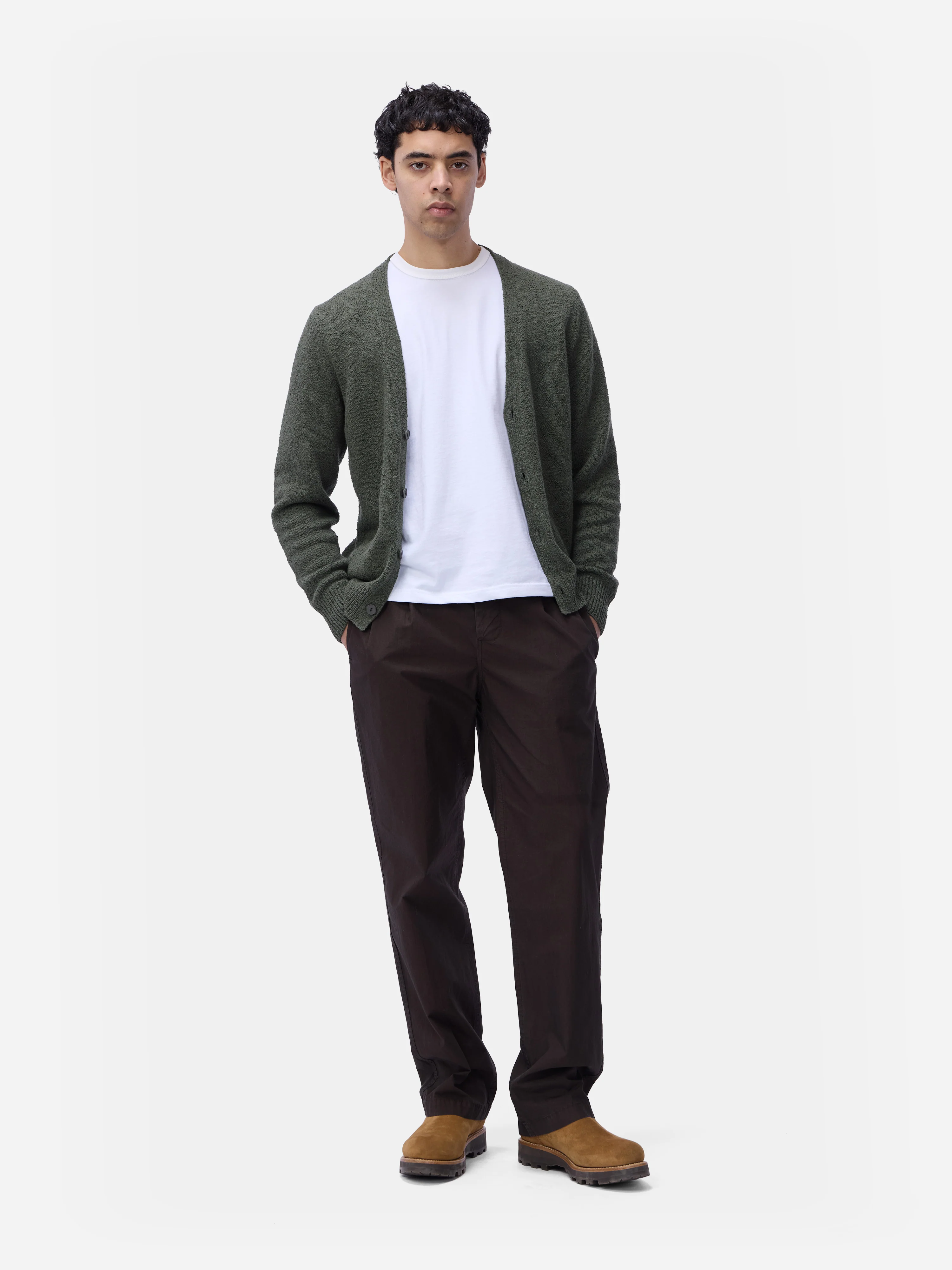 Classic Cardigan ~ Olive Boucle - Image 3