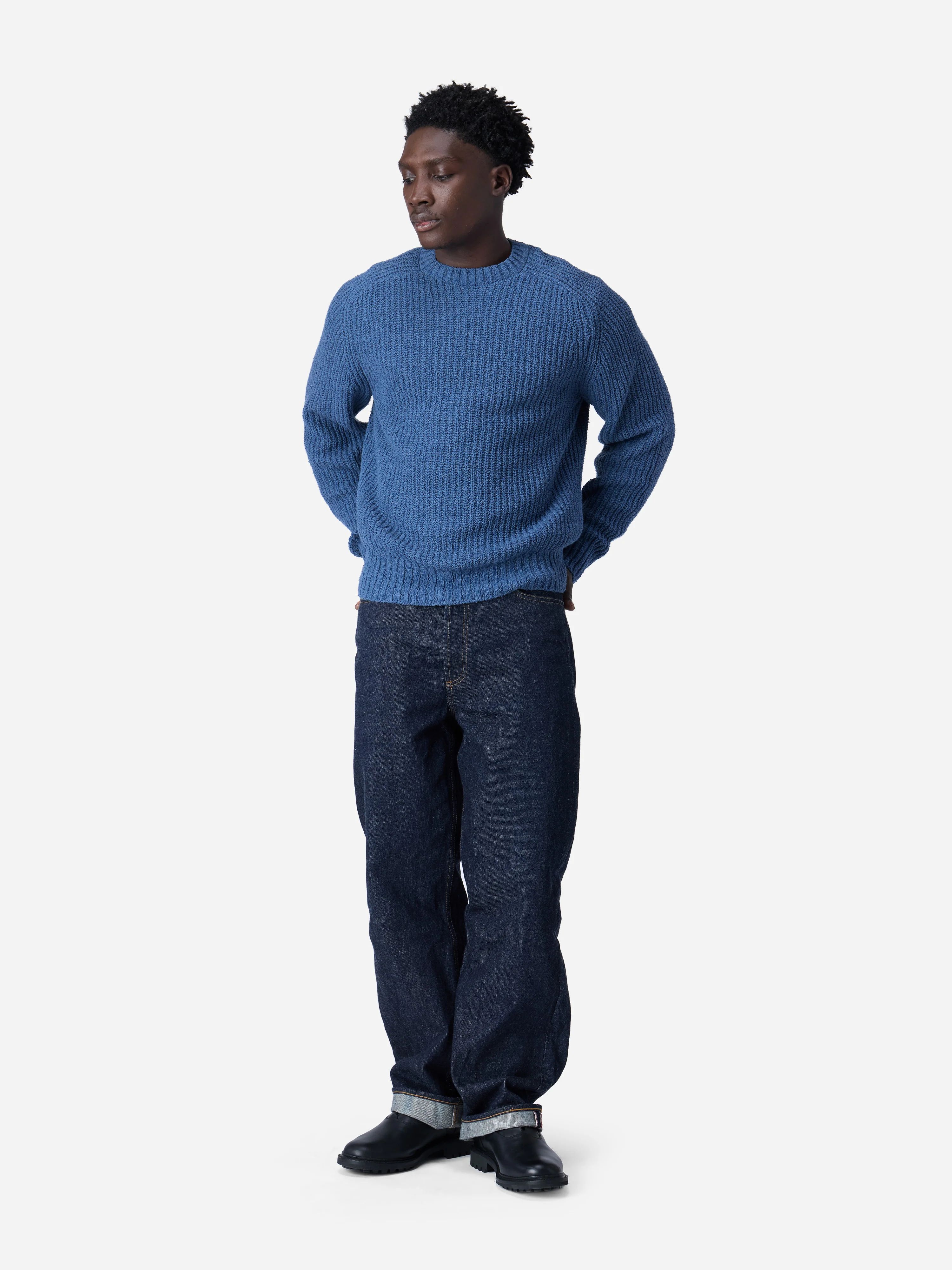 Cotton Crewneck Sweater ~ Lapis Boucle - Image 3