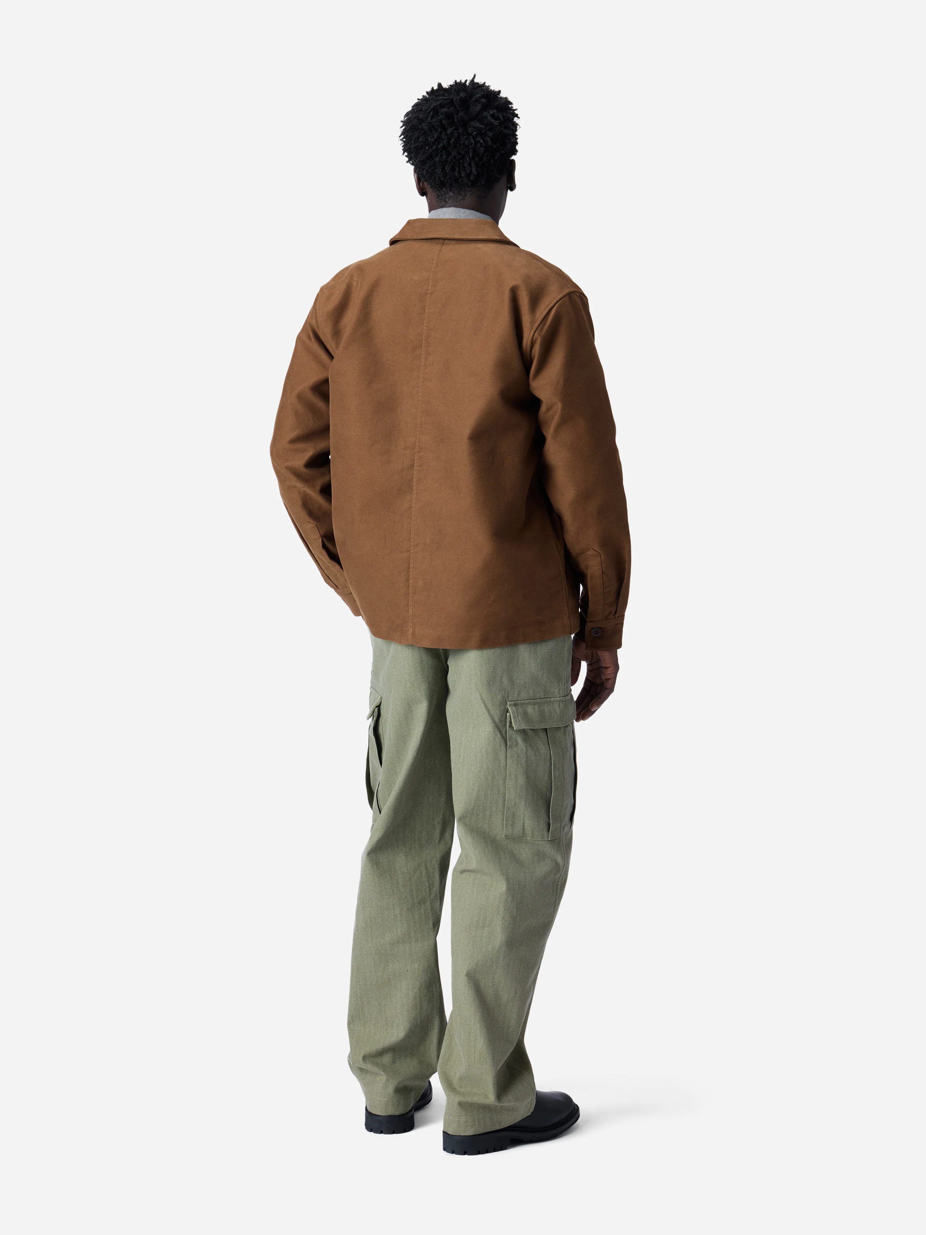 French Work Jacket ~ Brown Moleskin - Image 3