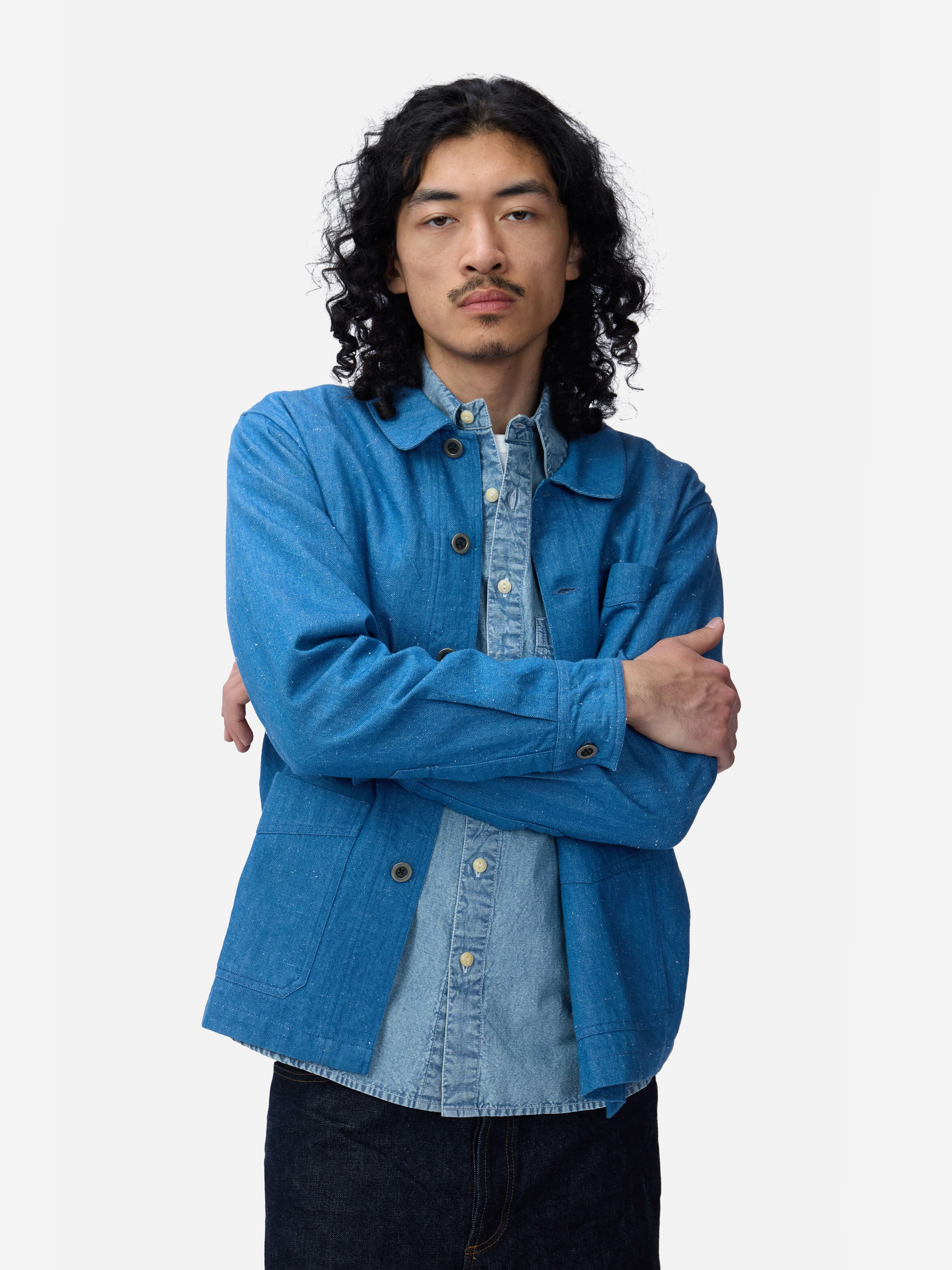 French Work Jacket ~ Light Indigo - Image 3