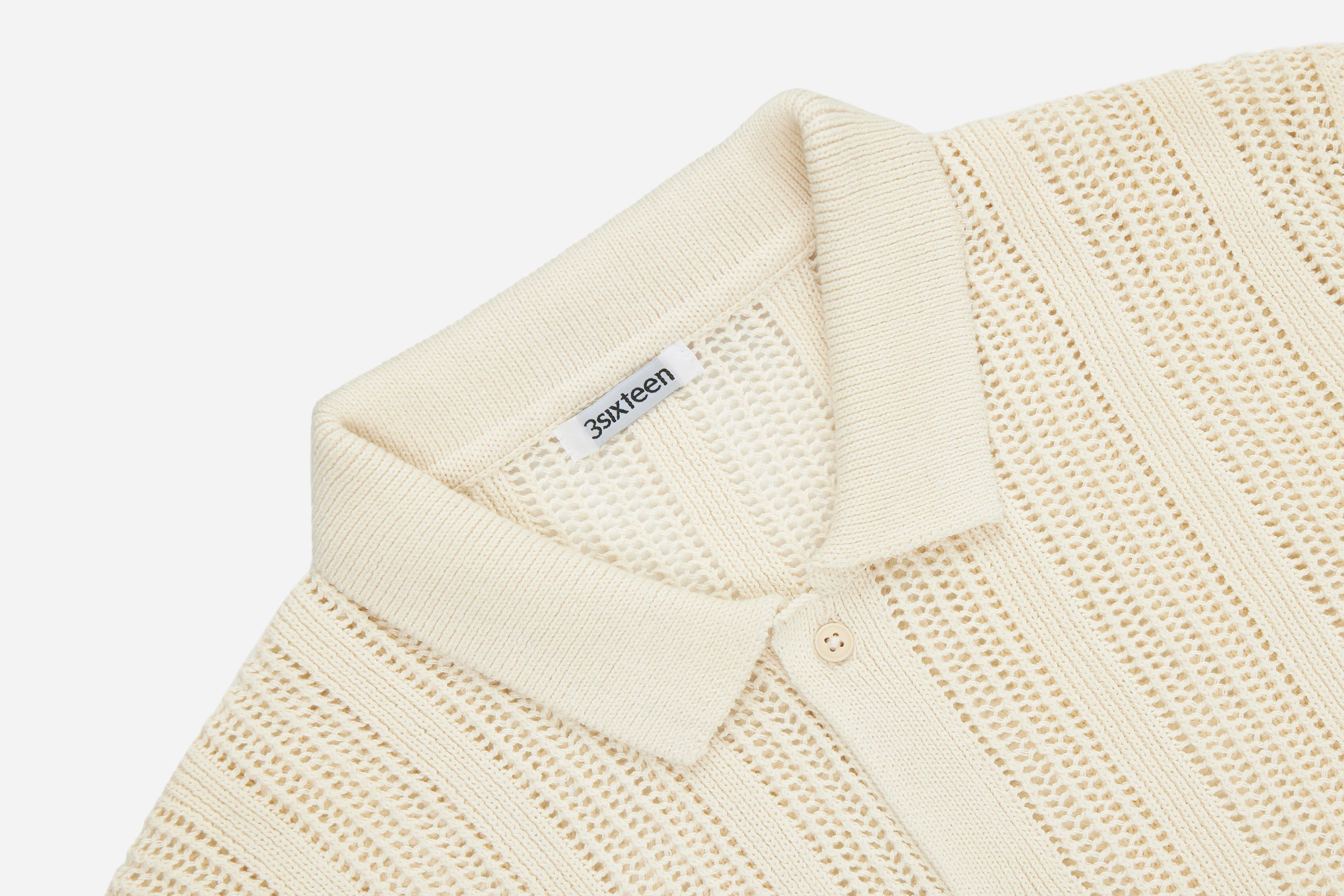 Short Sleeve Knit Shirt ~ Ecru Mesh Stripe - Image 3