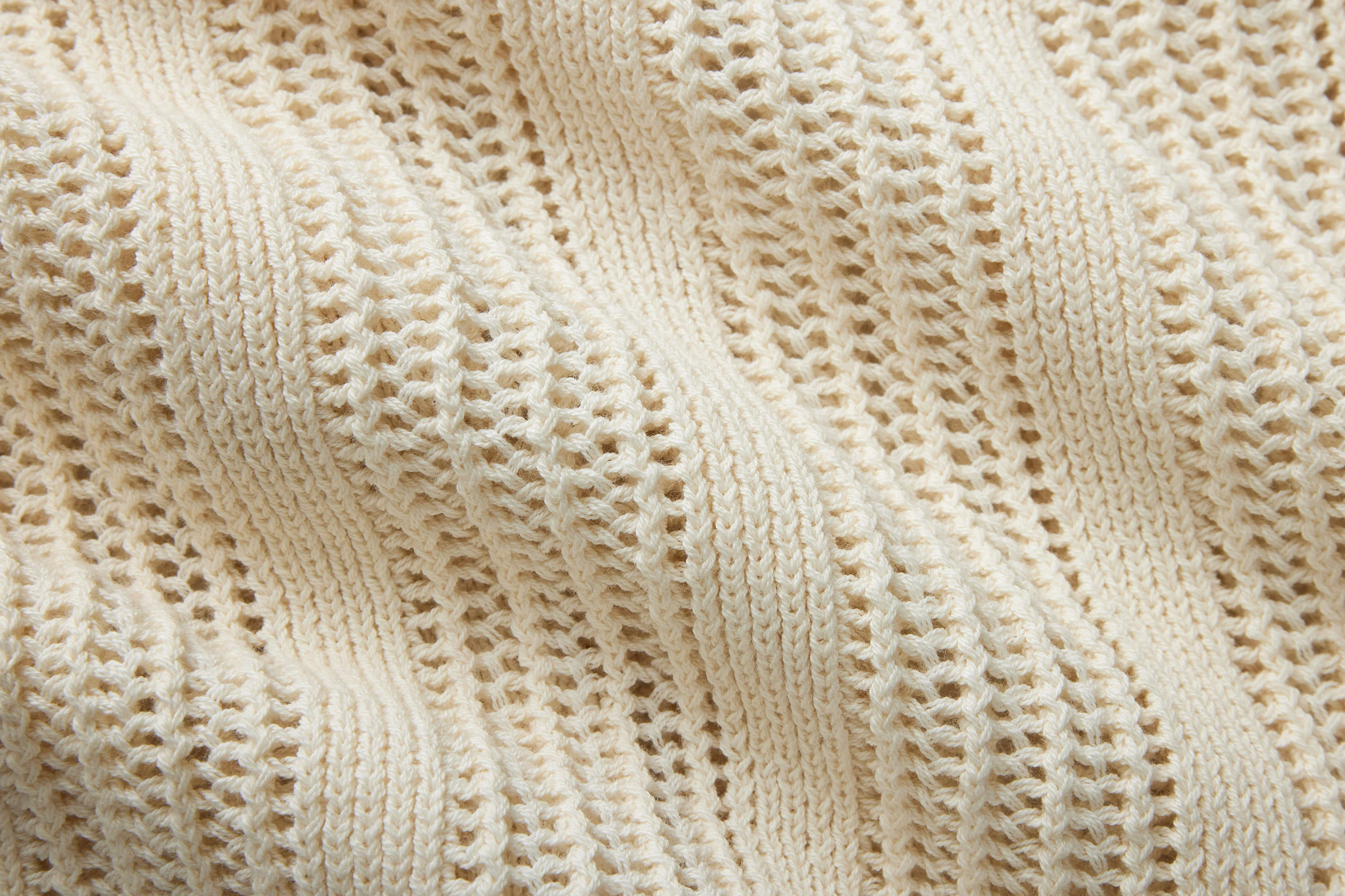 Short Sleeve Knit Shirt ~ Ecru Mesh Stripe - Image 4